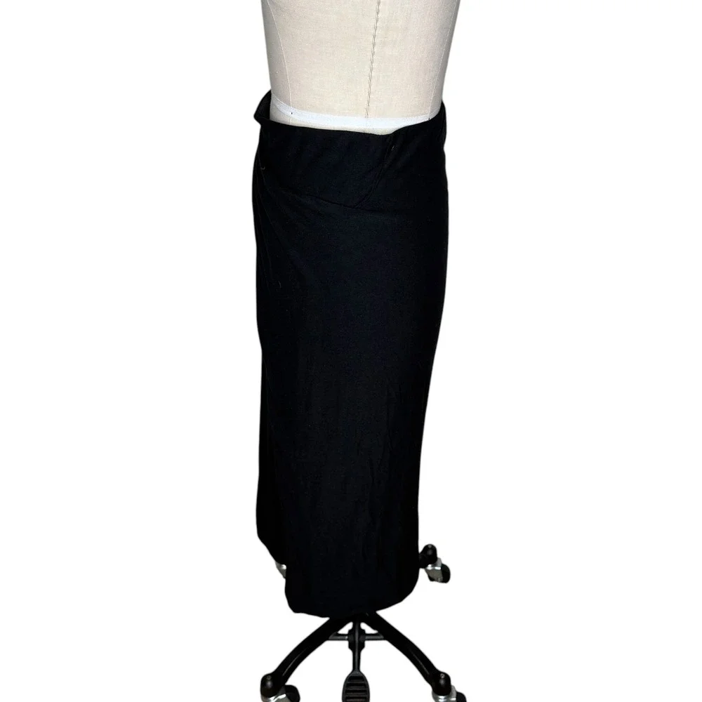 VINCE‎ Skirt Black Draped Lyocell Blend Women's Size Small Ruched Jersey Knit